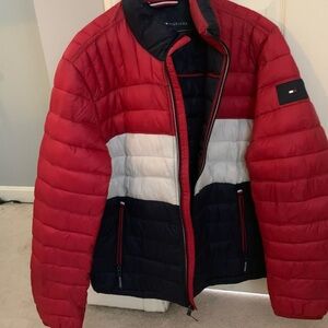 Tommy Hilfiger Red, White, and Navy Puffer Jacket